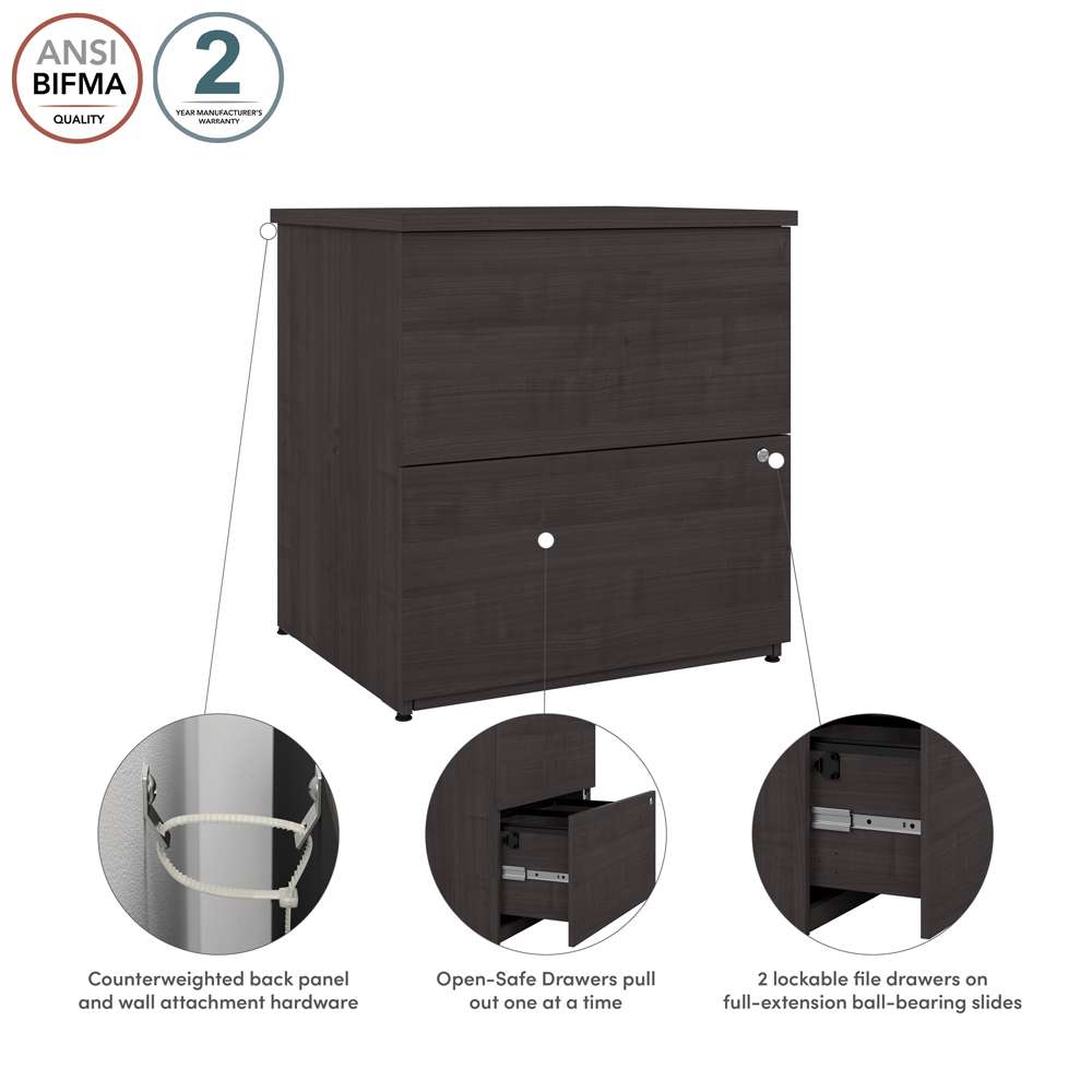 Bestar - Ridgeley 28W 2 Drawer Lateral File Cabinet in Charcoal Maple - 152600-000140 veiw 7