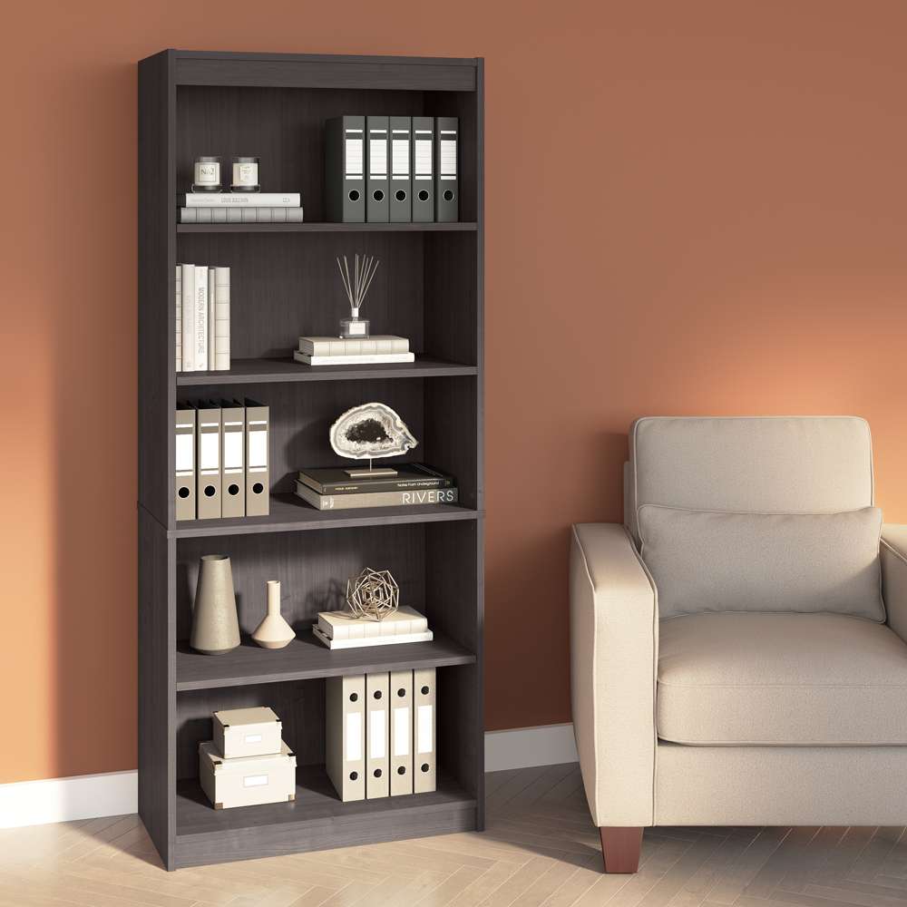 Bestar - Ridgeley 30W 5 Shelf Bookcase in Charcoal Maple - 152700-000140 veiw 5