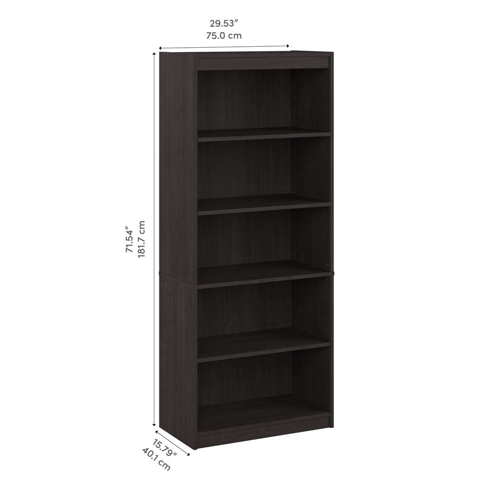 Bestar - Ridgeley 30W 5 Shelf Bookcase in Charcoal Maple - 152700-000140 veiw 8