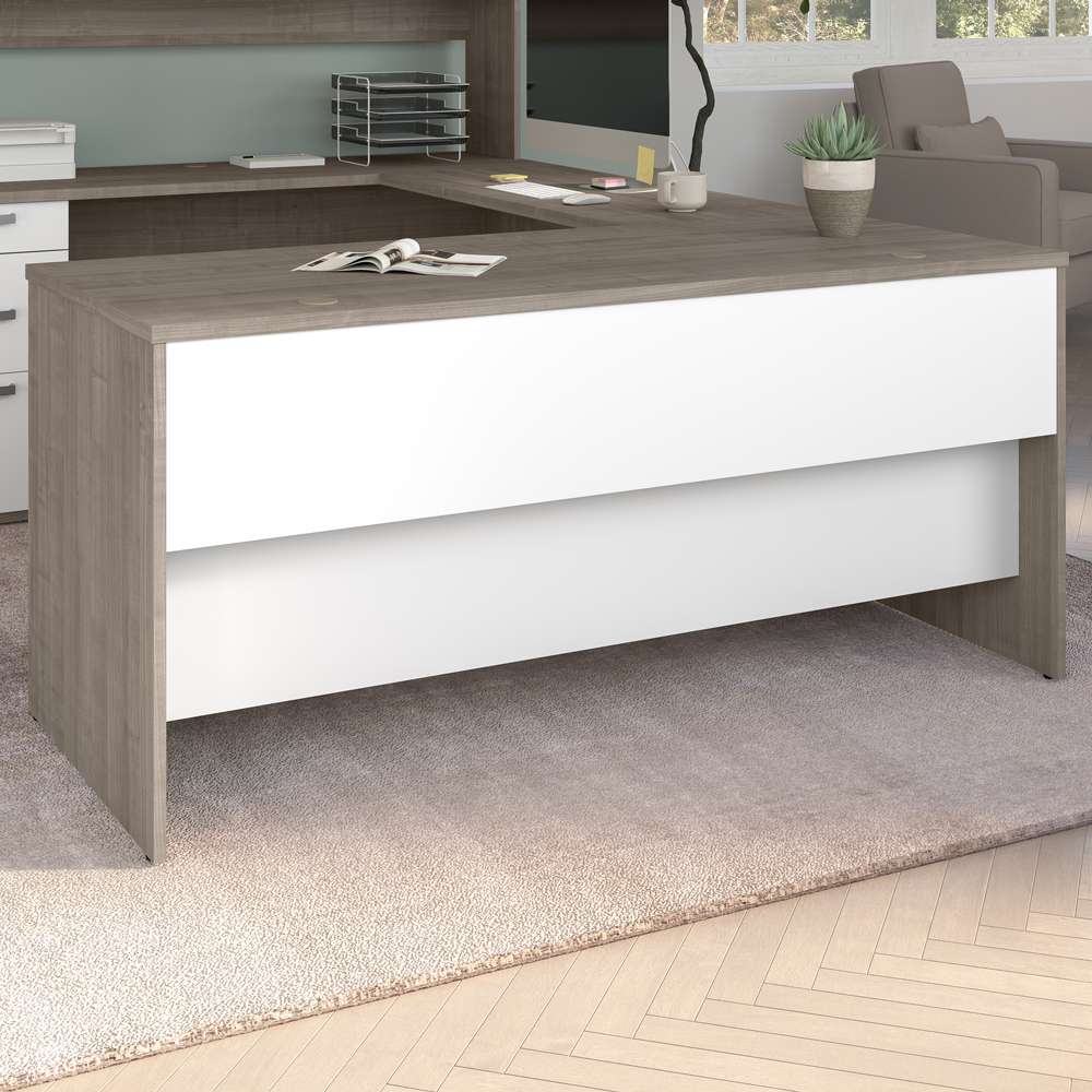 Bestar - Ridgeley 65W Desk Shell in Silver Maple & Pure White - 152400-000144 veiw 5