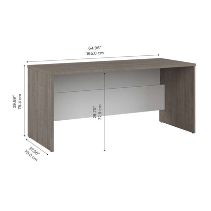 Bestar - Ridgeley 65W Desk Shell in Silver Maple & Pure White - 152400-000144 veiw 8