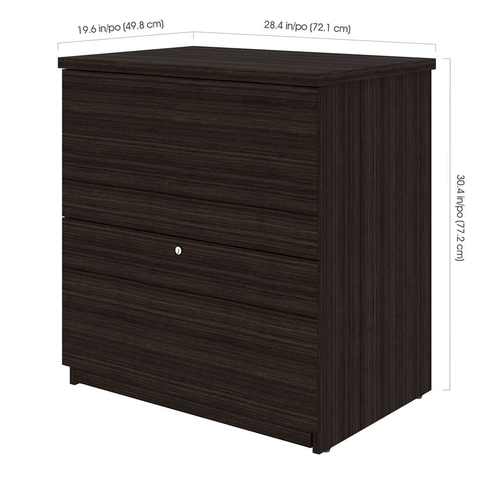 Bestar - Ridgeley 65W U-Shaped Desk with Hutch, Lateral File Cabinet, and Bookcase in Dark Chocolate - 52850-79 veiw 7