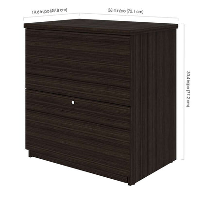 Bestar - Ridgeley 65W U-Shaped Desk with Hutch, Lateral File Cabinet, and Bookcase in Dark Chocolate - 52850-79 veiw 7