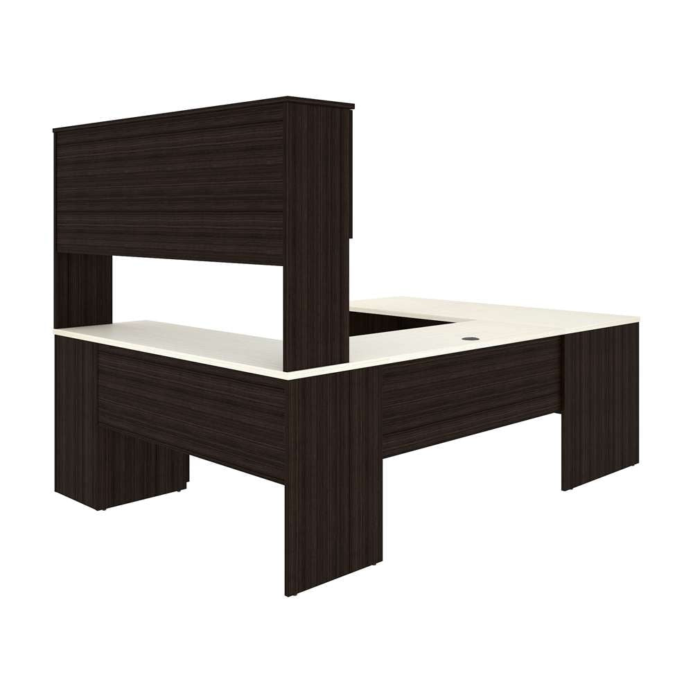Bestar - Ridgeley 65W U-Shaped Executive Desk with Pedestal and Hutch in White Chocolate - 52414-31 veiw 3