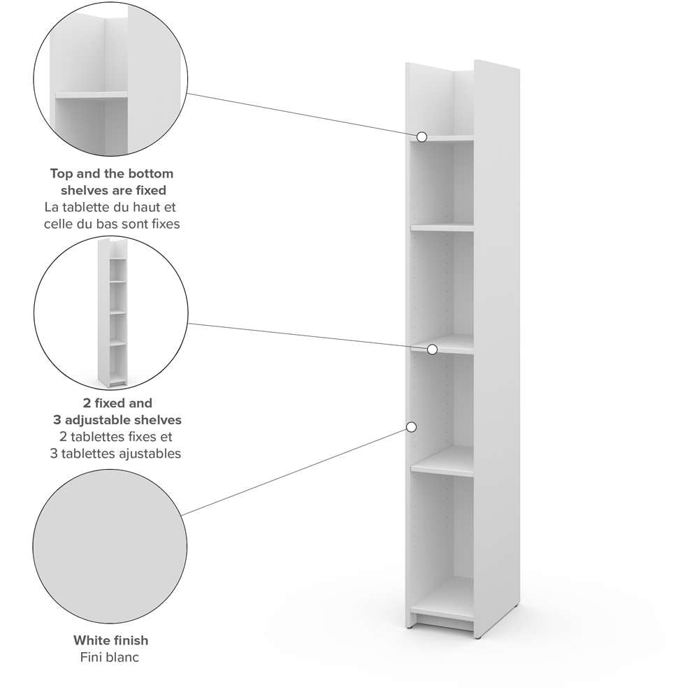 Bestar - Small Space 10 Narrow Shelving Unit in White - 16702-1117 veiw 3
