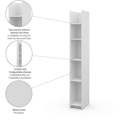 Bestar - Small Space 10 Narrow Shelving Unit in White - 16702-1117 veiw 3