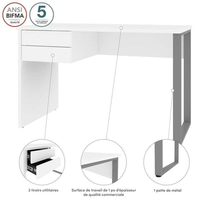 Bestar - Solay 48W Small Table Desk with U-Shaped Metal Leg in Clear White - 29400-000104 veiw 8