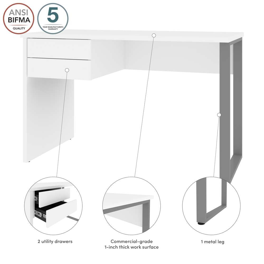Bestar - Solay 48W Small Table Desk with U-Shaped Metal Leg in Clear White - 29400-000104 veiw 9