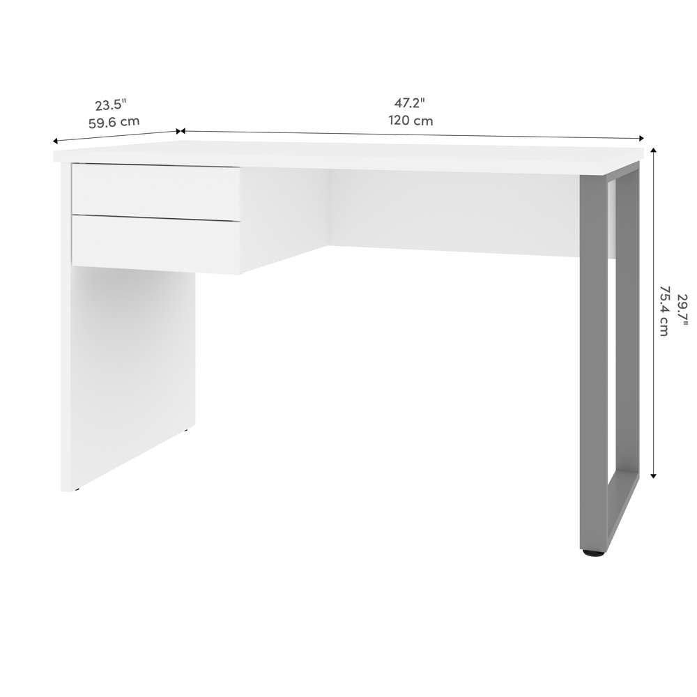 Bestar - Solay 48W Small Table Desk with U-Shaped Metal Leg in Clear White - 29400-000104 veiw 10