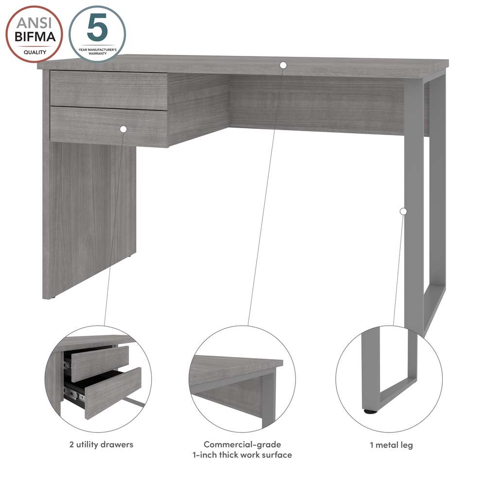 Bestar - Solay 48W Small Table Desk with U-Shaped Metal Leg in Platinum Gray - 29400-000071 veiw 9