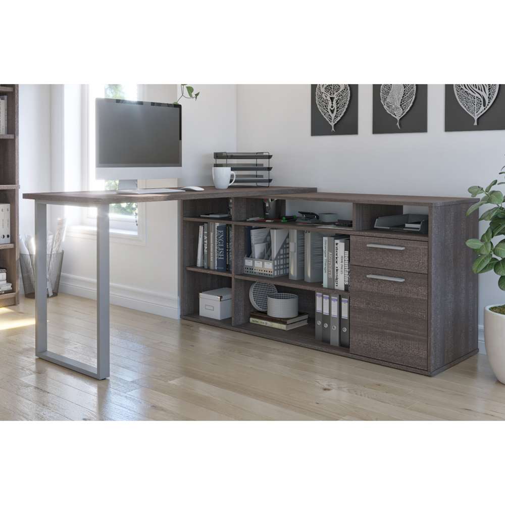 Bestar - Solay 60W L-Shaped Desk in Bark Grey - 29420-47 veiw 3