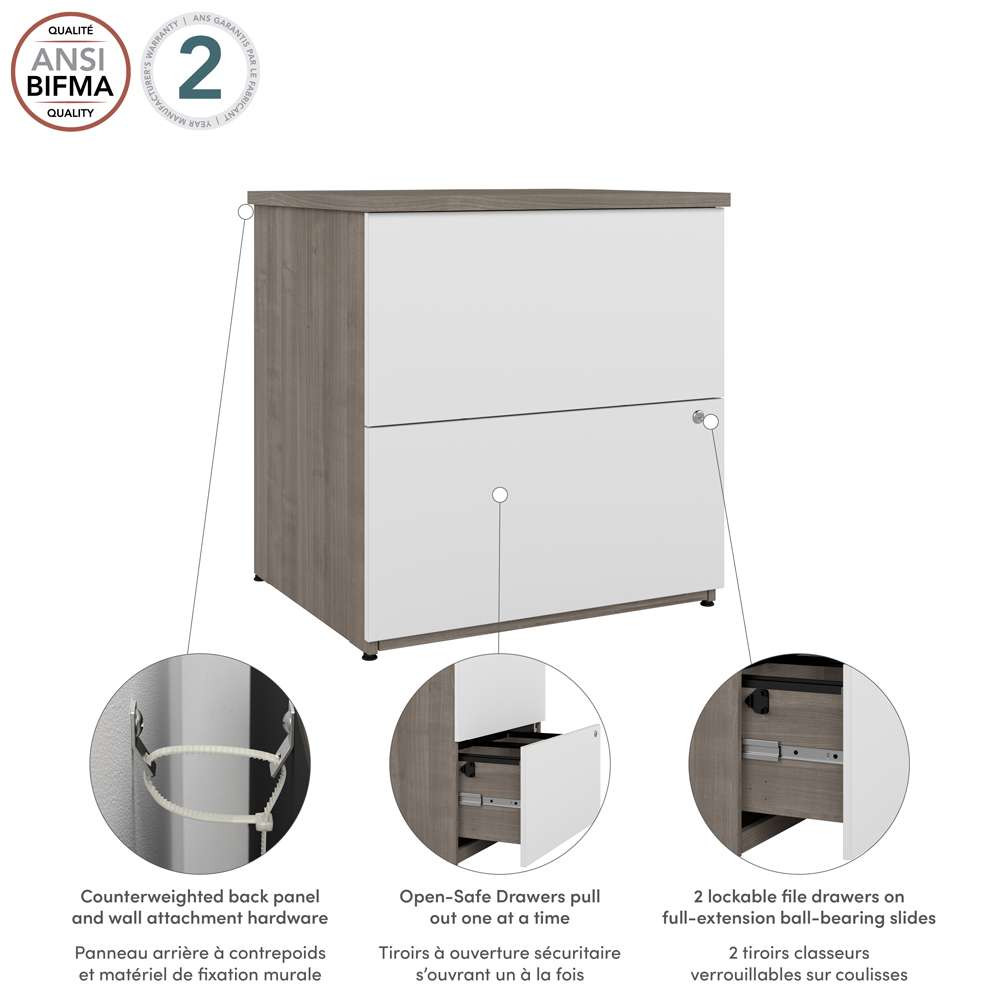 Bestar - Universel 28W Standard 2 Drawer Lateral File Cabinet in Silver Maple & Pure White - 165600-000144 veiw 6