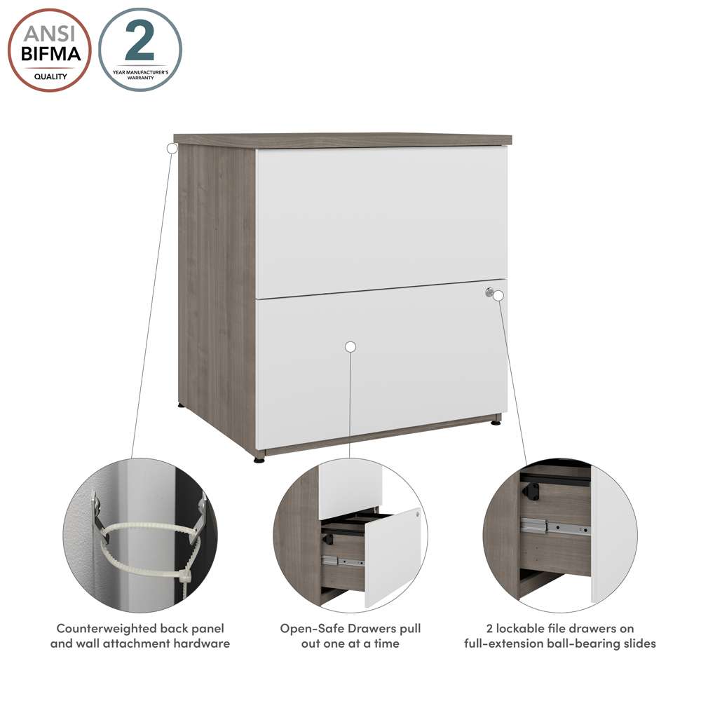 Bestar - Universel 28W Standard 2 Drawer Lateral File Cabinet in Silver Maple & Pure White - 165600-000144 veiw 7