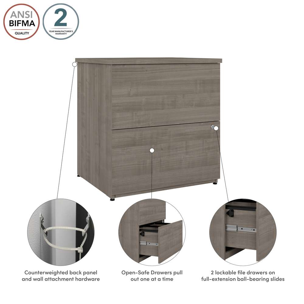 Bestar - Universel 28W Standard 2 Drawer Lateral File Cabinet in Silver Maple - 165600-000142 veiw 7