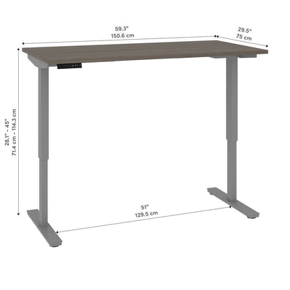 Bestar - Universel 30in X 60in Standing Desk in Bark Grey - 65839-47 veiw 10