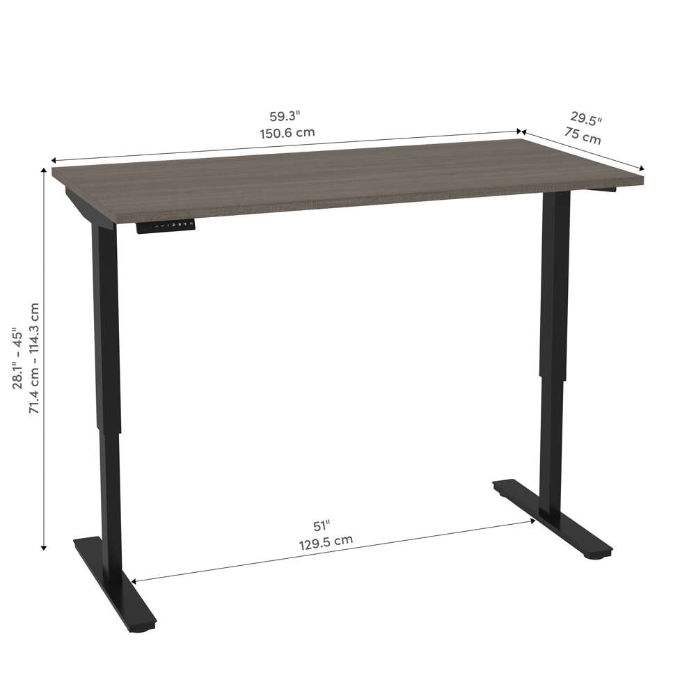 Bestar - Universel 30in X 60in Standing Desk in Bark Grey - 65867-47 veiw 10