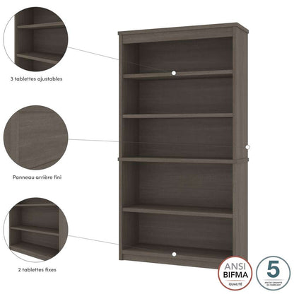 Bestar - Universel 36W Bookcase in Bark Grey - 44700-47 veiw 8