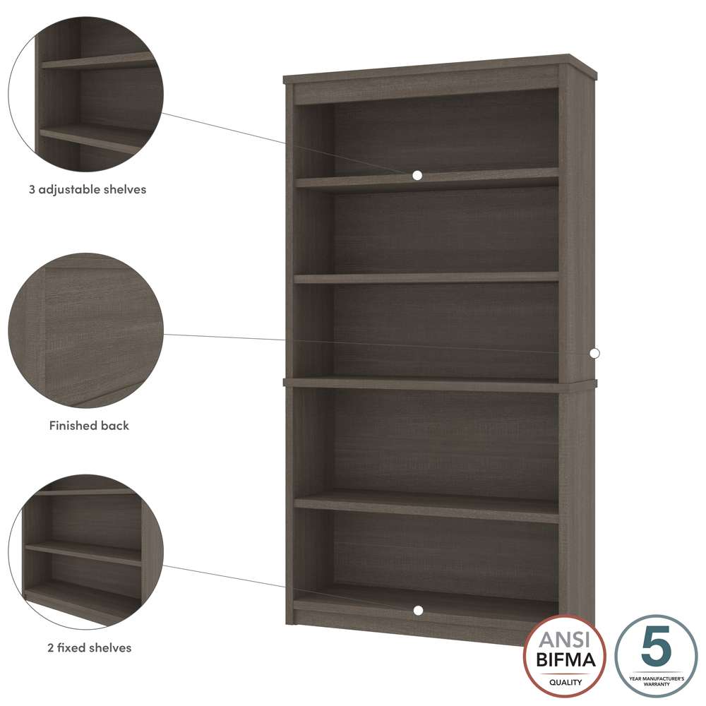 Bestar - Universel 36W Bookcase in Bark Grey - 44700-47 veiw 9