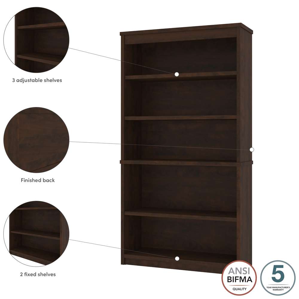 Bestar - Universel 36W Bookcase in Chocolate - 44700-69 veiw 8