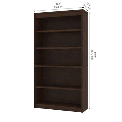 Bestar - Universel 36W Bookcase in Chocolate - 44700-69 veiw 9