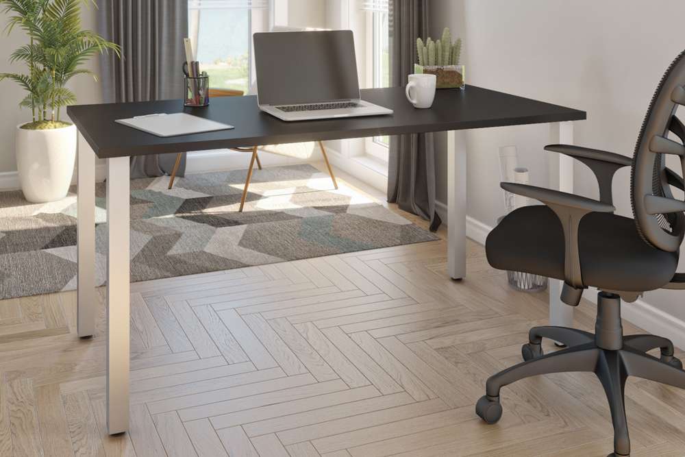 Bestar - Universel 60W Table Desk with Square Metal Legs in Black - 65865-18 veiw 2