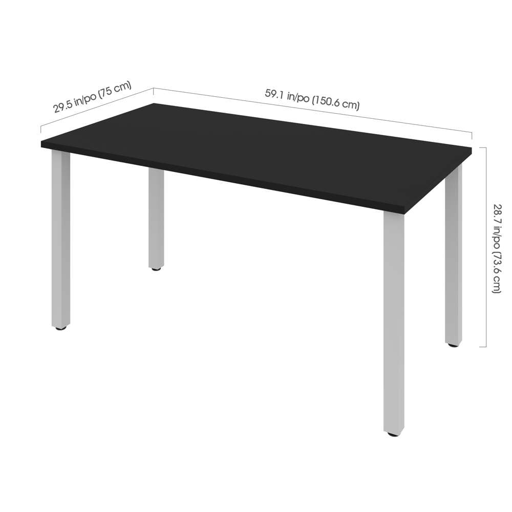 Bestar - Universel 60W Table Desk with Square Metal Legs in Black - 65865-18 veiw 3
