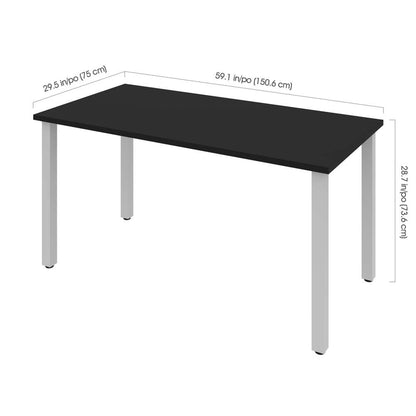 Bestar - Universel 60W Table Desk with Square Metal Legs in Black - 65865-18 veiw 3