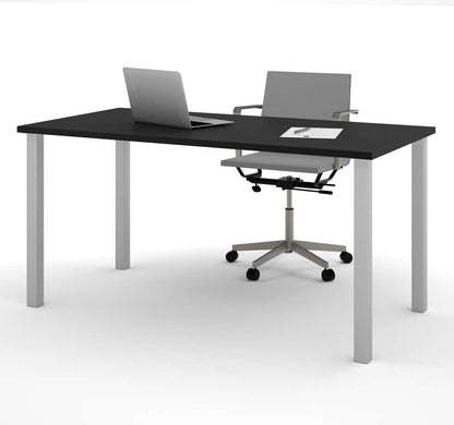 Bestar - Universel 60W Table Desk with Square Metal Legs in Black - 65865-18 veiw 4