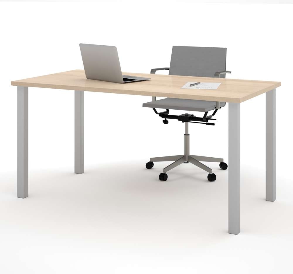 Bestar - Universel 60W Table Desk with Square Metal Legs in Northern Maple - 65865-38 veiw 1