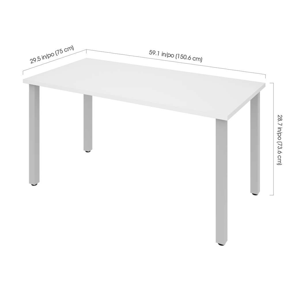 Bestar - Universel 60W Table Desk with Square Metal Legs in White - 65865-17 veiw 3