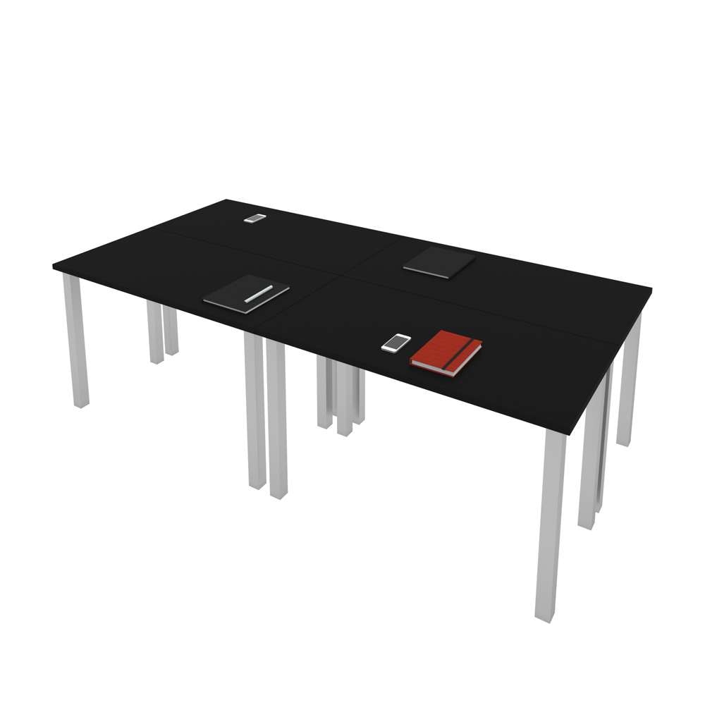 Bestar - Universel Four 48W X 24D Table Desks with Square Metal Legs in Black - 65900-000018 veiw 1