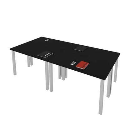 Bestar - Universel Four 48W X 24D Table Desks with Square Metal Legs in Black - 65900-000018 veiw 1