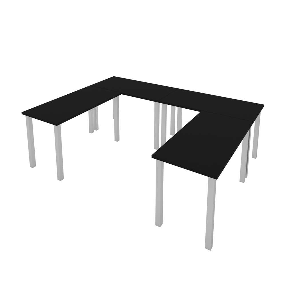 Bestar - Universel Four 48W X 24D Table Desks with Square Metal Legs in Black - 65900-000018 veiw 4