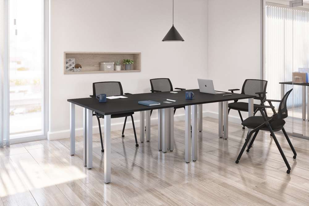 Bestar - Universel Four 48W X 24D Table Desks with Square Metal Legs in Black - 65900-000018 veiw 7