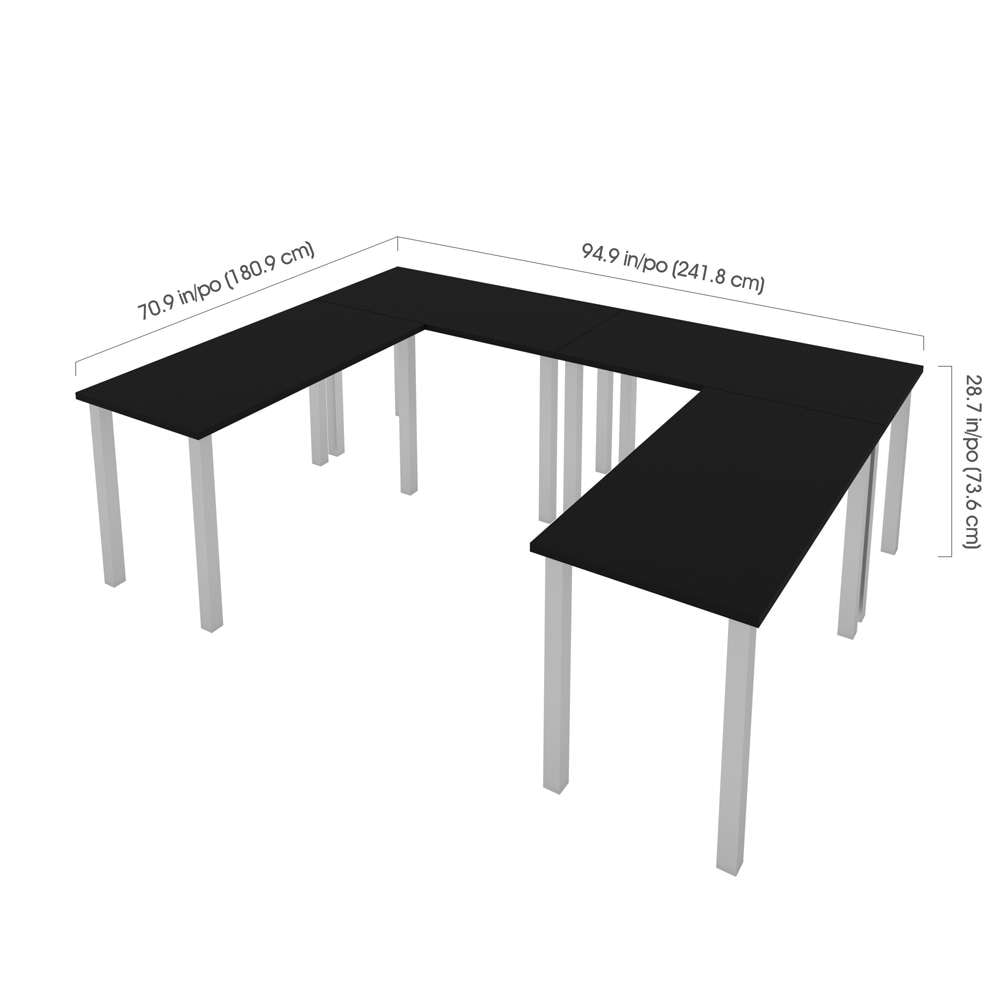Bestar - Universel Four 48W X 24D Table Desks with Square Metal Legs in Black - 65900-000018 veiw 8