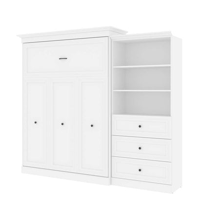 Bestar - Versatile 106W Queen Murphy Bed and Shelving Unit with Drawers (103W) in White - 40885-17 veiw 1