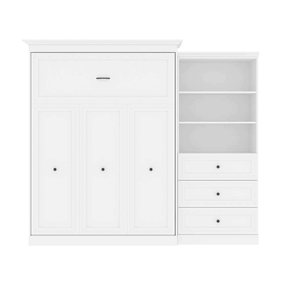 Bestar - Versatile 106W Queen Murphy Bed and Shelving Unit with Drawers (103W) in White - 40885-17 veiw 3