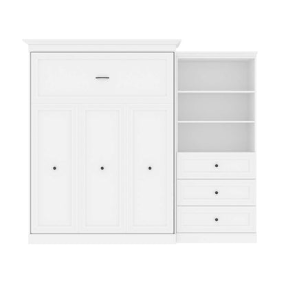 Bestar - Versatile 106W Queen Murphy Bed and Shelving Unit with Drawers (103W) in White - 40885-17 veiw 3