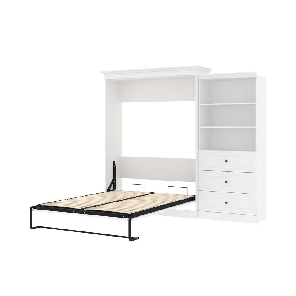 Bestar - Versatile 106W Queen Murphy Bed and Shelving Unit with Drawers (103W) in White - 40885-17 veiw 7