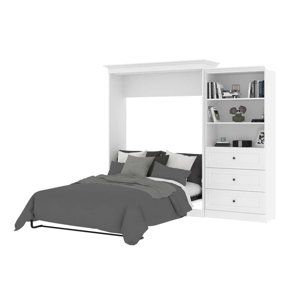 Bestar - Versatile 106W Queen Murphy Bed and Shelving Unit with Drawers (103W) in White - 40885-17 veiw 8