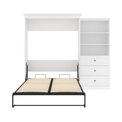 Bestar - Versatile 106W Queen Murphy Bed and Shelving Unit with Drawers (103W) in White - 40885-17 veiw 9