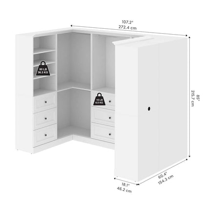 Bestar - Versatile 108W U-Shaped Walk-In Closet Organizer in White - 40875-17 veiw 7