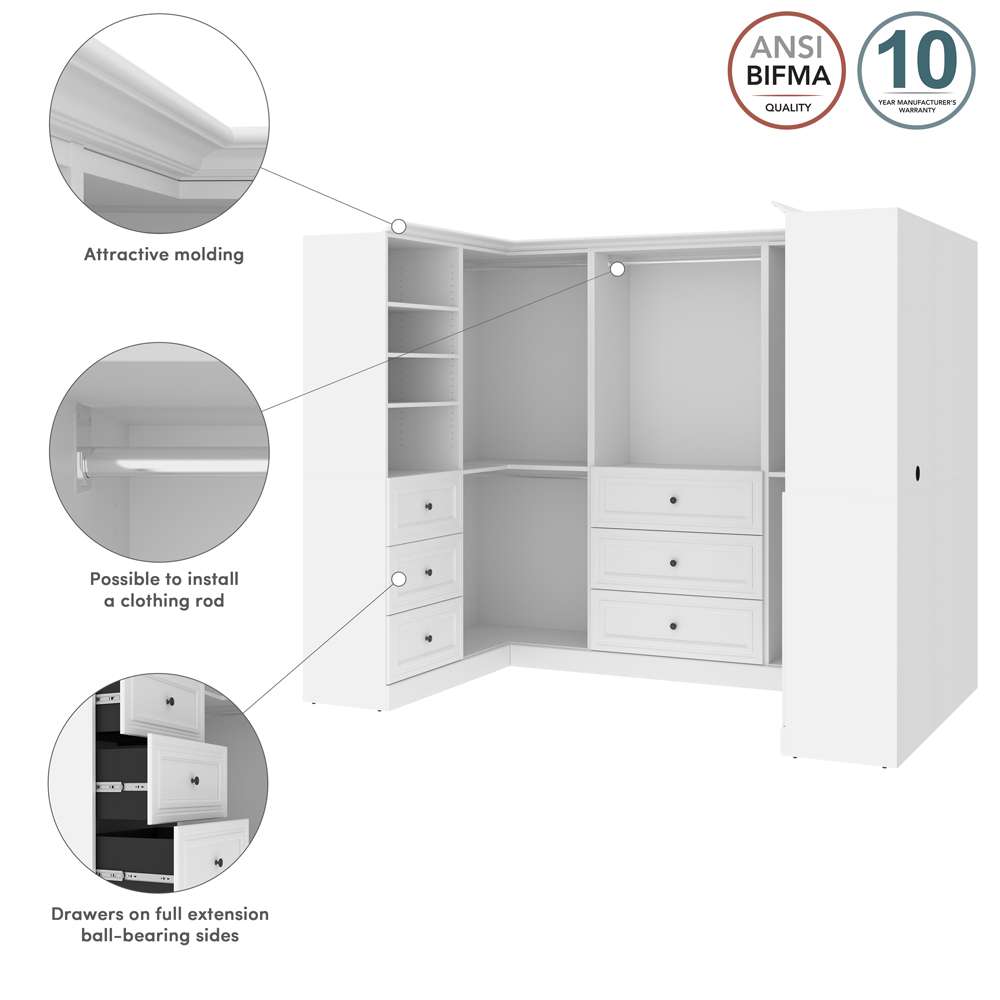 Bestar - Versatile 108W U-Shaped Walk-In Closet Organizer in White - 40875-17 veiw 9