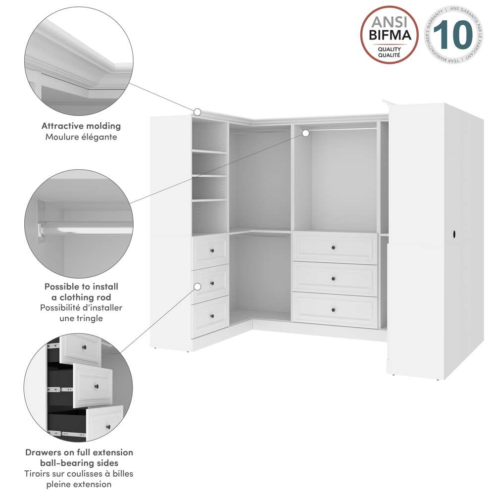 Bestar - Versatile 108W U-Shaped Walk-In Closet Organizer in White - 40875-17 veiw 10