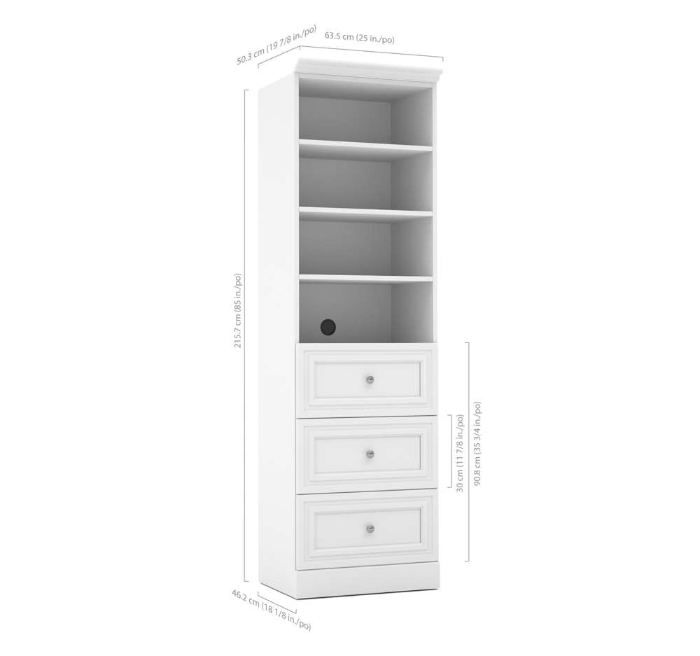 Bestar - Versatile 25W Shelving Unit with 3 Drawers in White - 40871-17 veiw 3