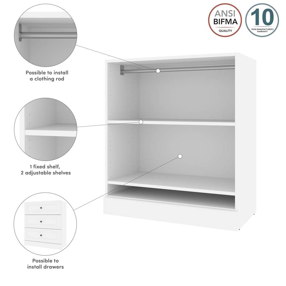 Bestar - Versatile 36W Low Shelving Unit with Rod in White - 40166-1117 veiw 10