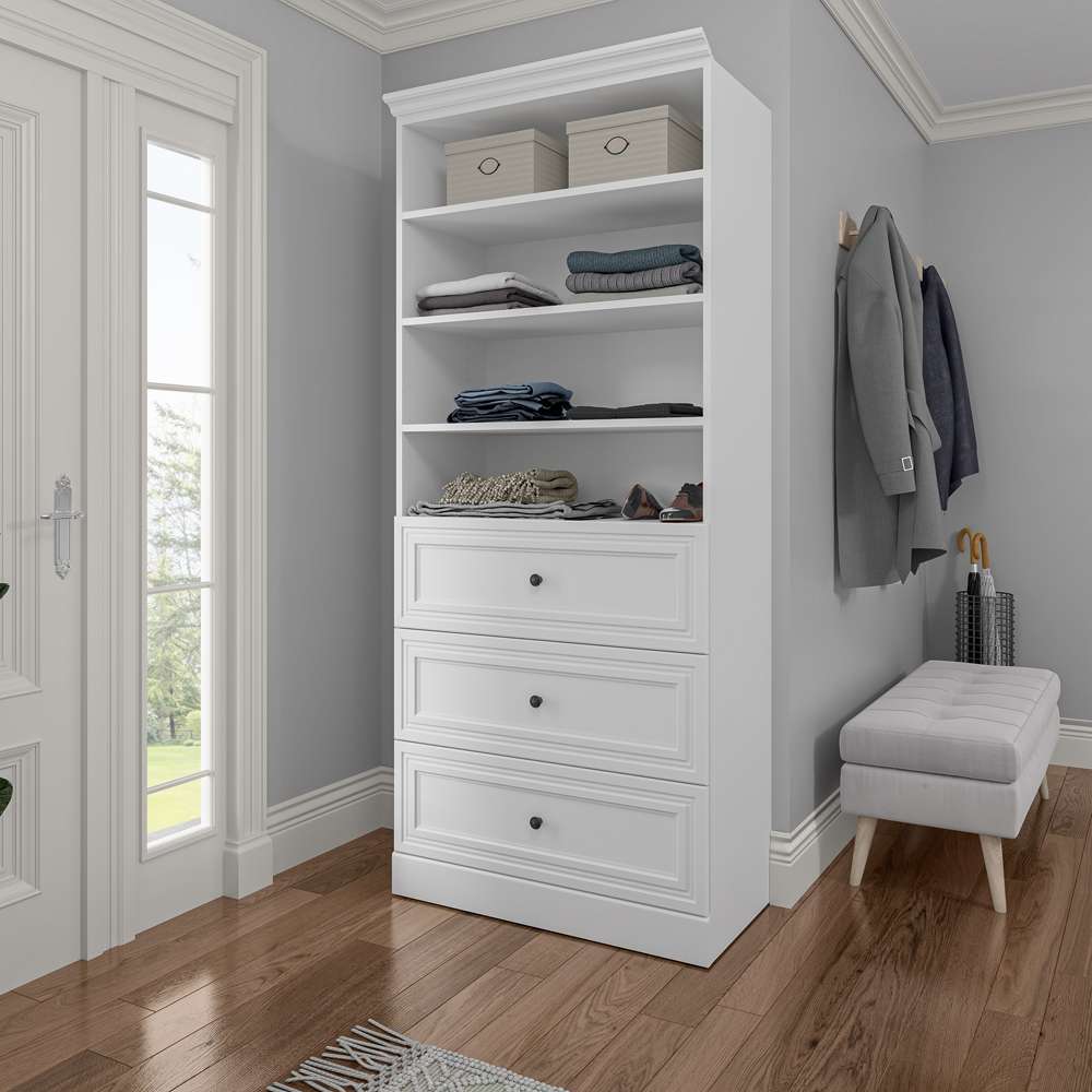 Bestar - Versatile 36W Shelving Unit with 3 Drawers in White - 40850-17 veiw 6