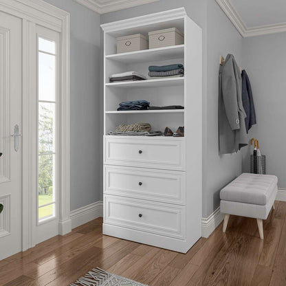 Bestar - Versatile 36W Shelving Unit with 3 Drawers in White - 40850-17 veiw 6