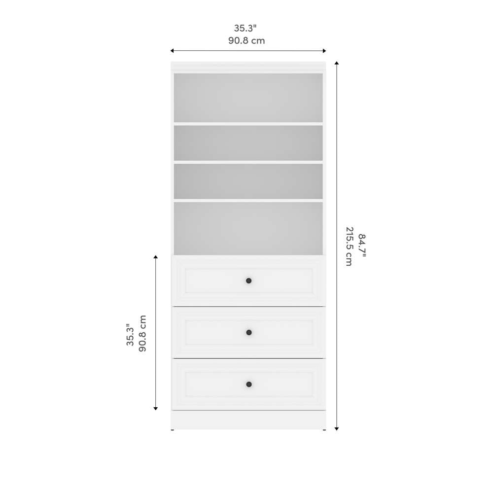 Bestar - Versatile 36W Shelving Unit with 3 Drawers in White - 40850-17 veiw 9