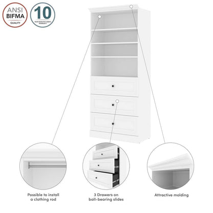 Bestar - Versatile 36W Shelving Unit with 3 Drawers in White - 40850-17 veiw 10